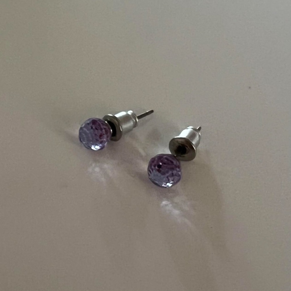 Sterling Silver Studs with Purple Gems